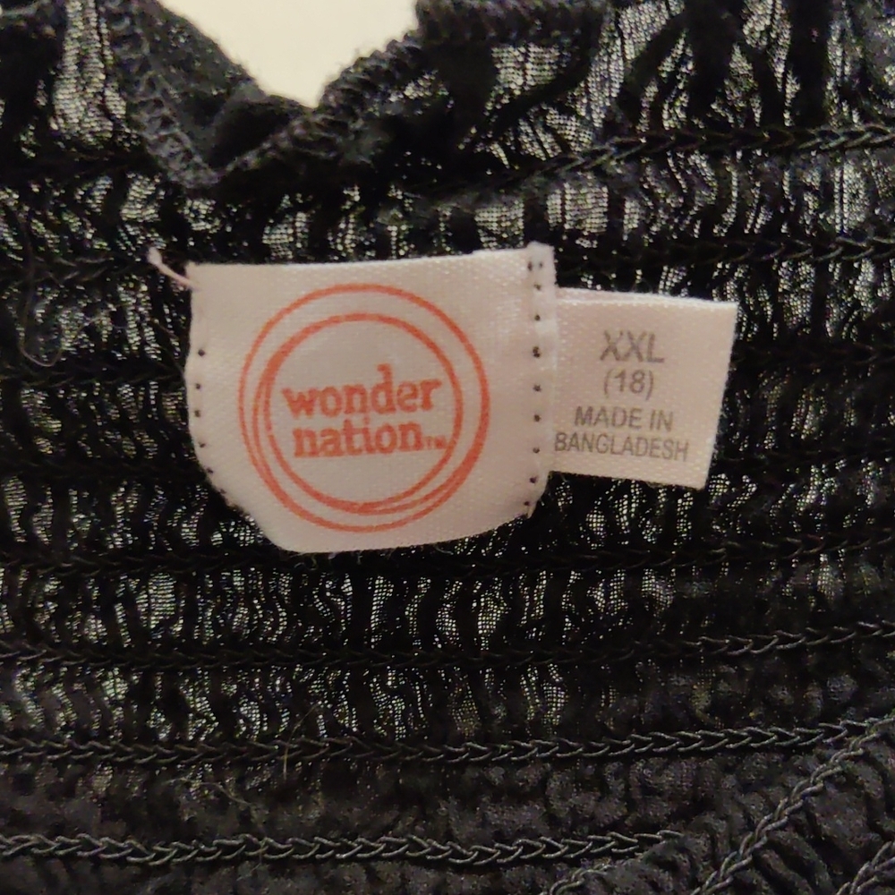 Wonder Nation Elegant Black Puff Sleeve Top - Picture 2 of 3
